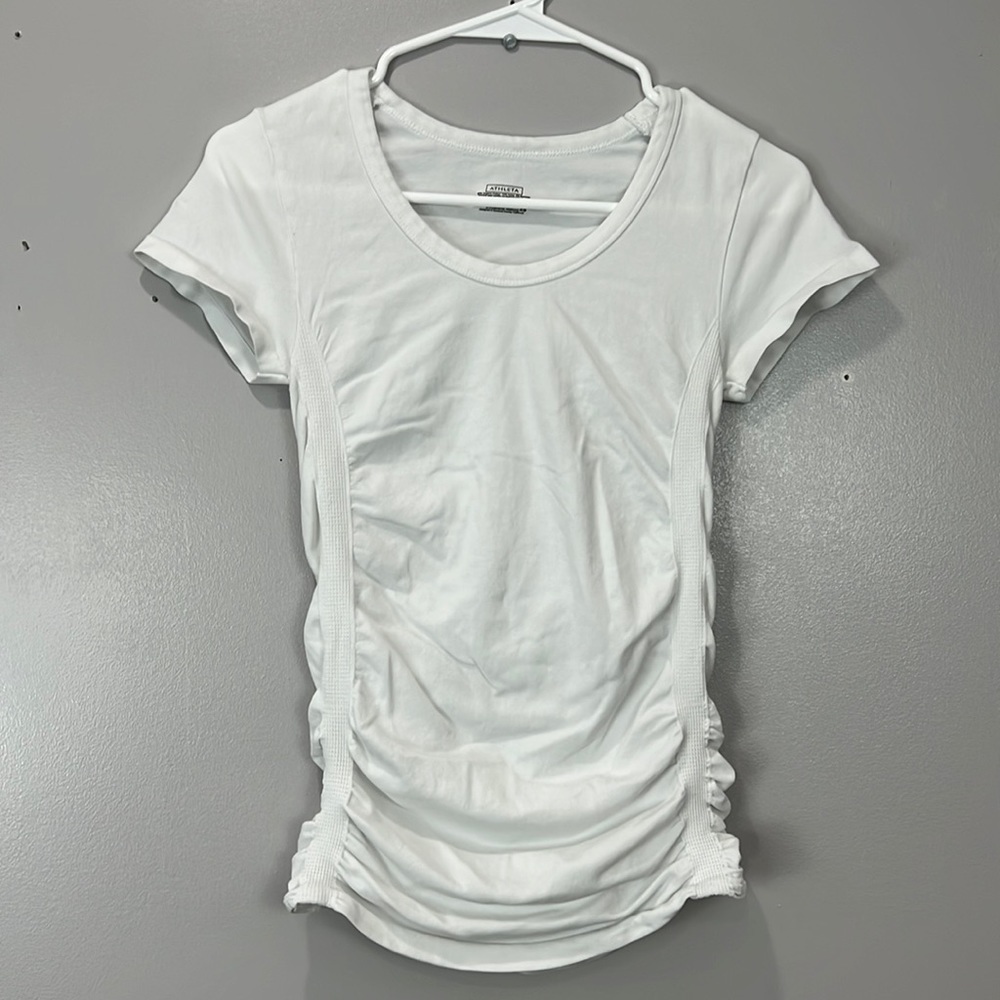 Athleta White T Shirt w Ruching